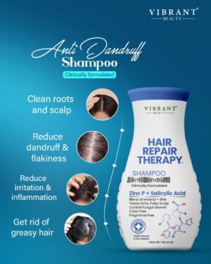Vibrant Beauty Hair Repair Therapy Shampoo Anti Dandruff (Zinc P + Salicylic Acid) (400ml)