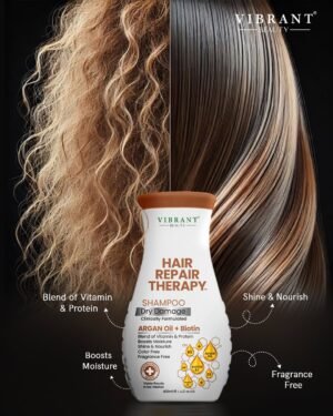 Vibrant Beauty Hair Repair Therapy Shampoo Dry Damage (Argan Oil + Biotin) (400ml)