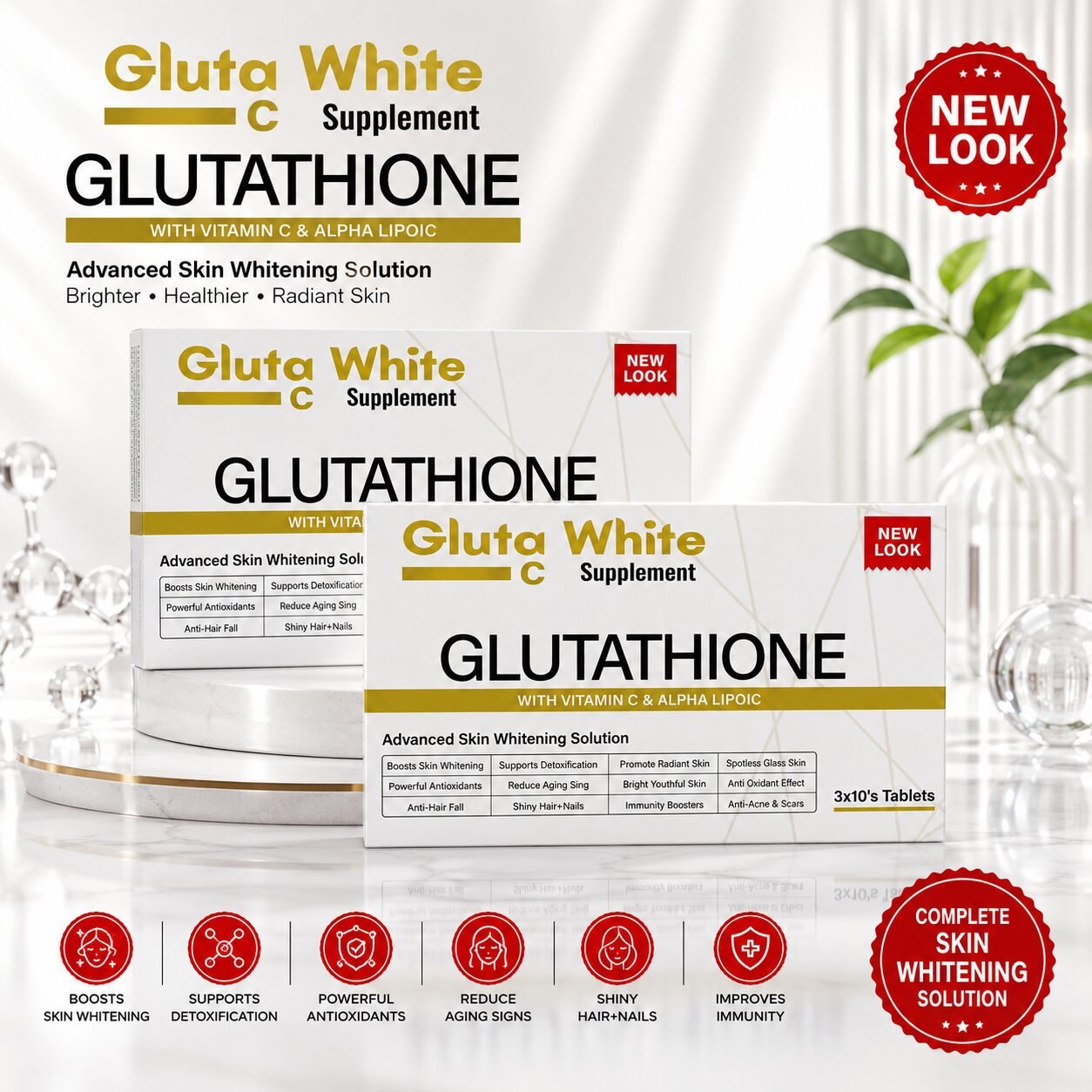 Gluta White Glutathione + Vitamin C Capsules (2 Months Course)