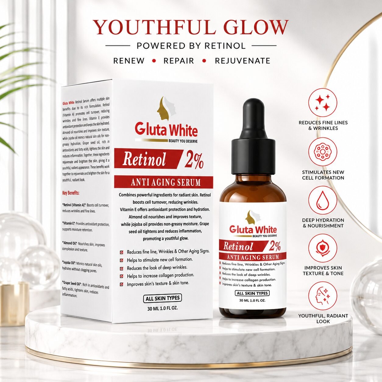 Gluta White Retinol 2% Anti Aging Serum