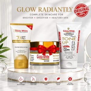 Gluta White SPF 70 Sunscreen Cream + Night Cream + Tone Up Whitening Face Wash